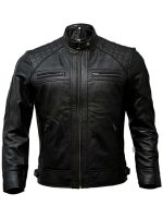 Men's Leather Quilted Motorcycle Jacket