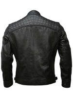 Men's Leather Quilted Motorcycle Jacket - Image 2