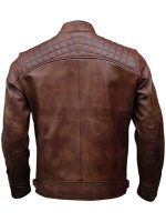 Men's Leather Quilted Motorcycle Jacket - Image 7