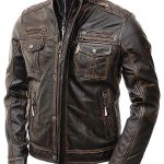 Men's Brown Distressed Leather Motorcycle Jacket