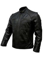 Men's Leather Quilted Motorcycle Jacket - Image 4