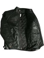 Men's Leather Quilted Motorcycle Jacket - Image 5