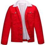 Christmas Denim Red Trucker Jacket