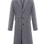 Mens Grey Wool Blend Trench Coat