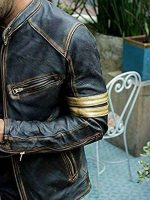 Men's Vintage Distressed Biker Leather Jacket - Image 3