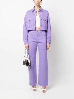 Purple Cropped Cotton Jacket - Image 2